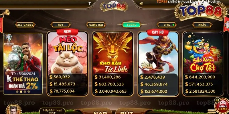 Đa dạng game tại slot game top88