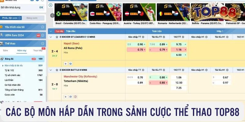 Các bộ môn thể thao hấp dẫn tại top88